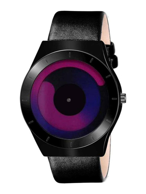 

VILAM Unisex Purple Printed Dial & Leather Bracelet Style Straps Analogue Watch VL14AD009143, Black