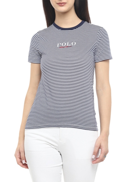 

Polo Ralph Lauren Women Navy Blue & White Striped Top