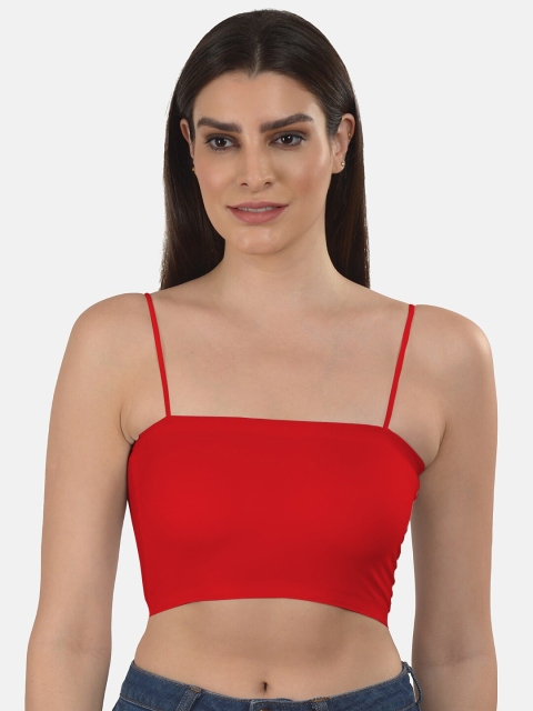 

mod & shy Red Solid Non-Wired Lightly Padded seamless Bralette bra