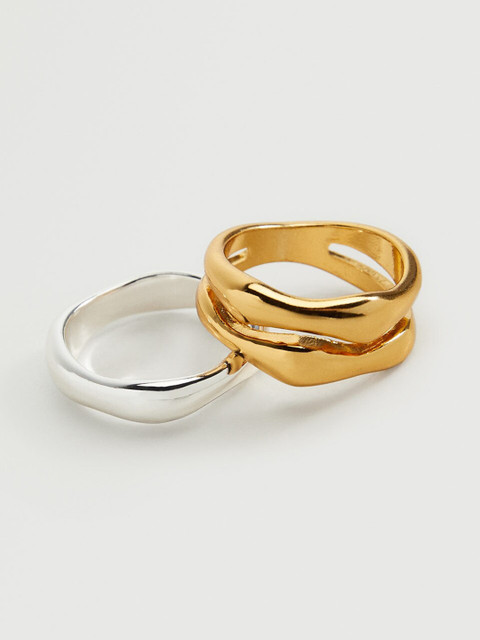 

MANGO Women Set of 2 Finger Rings, Gold