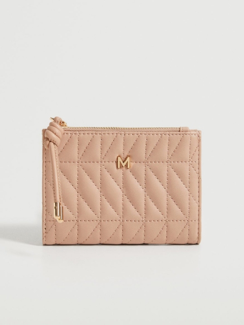 

MANGO Women Peach-Coloured Quilted Two Fold Wallet