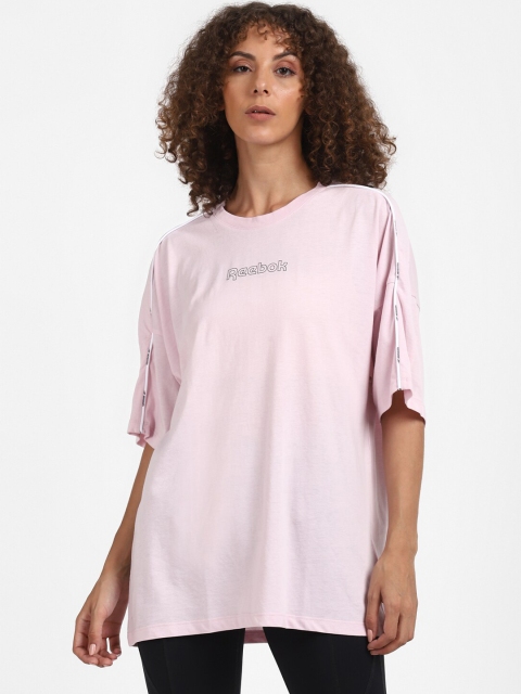 

Reebok Women Pink TE PIPING TEE Loose Sports T-shirt