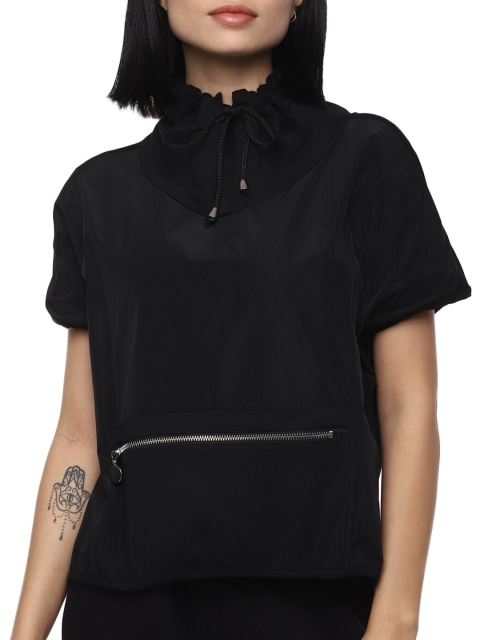 

Rinascimento Black Solid Top With Zipped Pocket