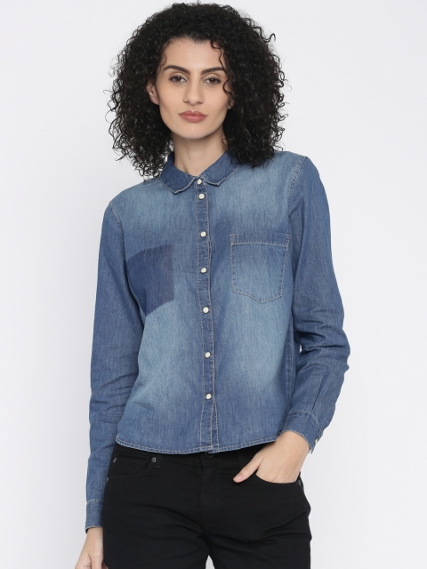 

ONLY Women Blue Regular Fit Solid Casual Shirt