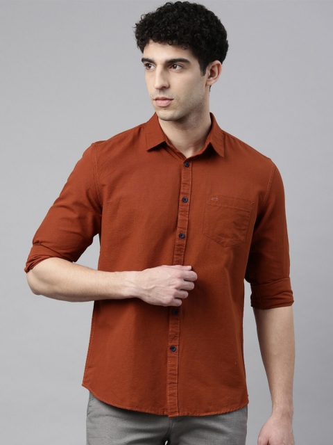 

Chennis Men Rust Slim Fit Pure Cotton Casual Shirt