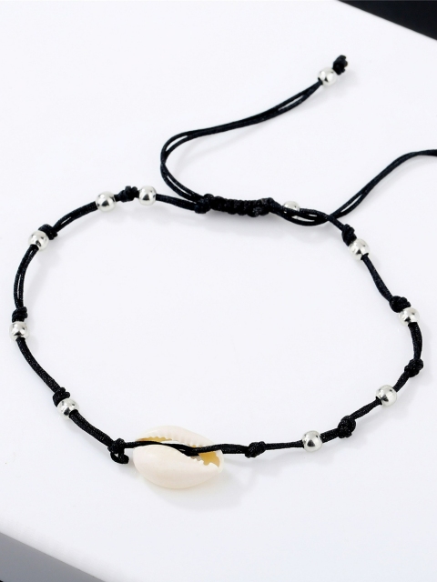 

EL REGALO Black & White Shell-Beaded Anklet