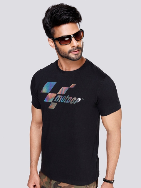 

MotoGP Men Black Typography Printed Holographic Sublimation Outdoor T-shirt
