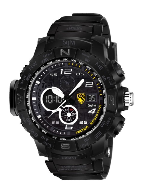 

Sylvi Men Black Printed Dial & Straps Analogue and Digital Wrist Watch