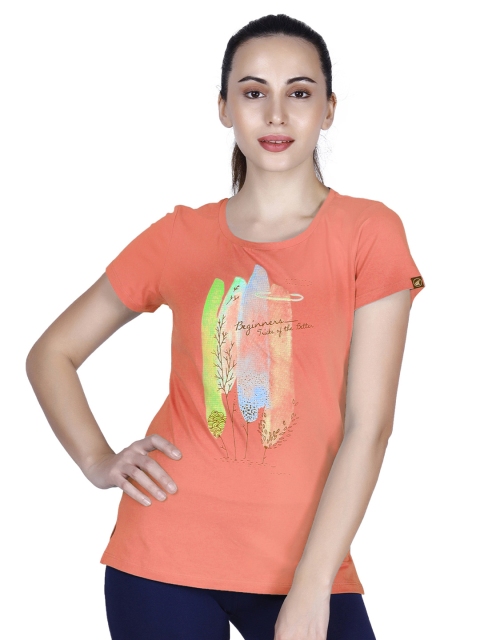 

LAASA SPORTS Women Red Printed Training or Gym T-shirt