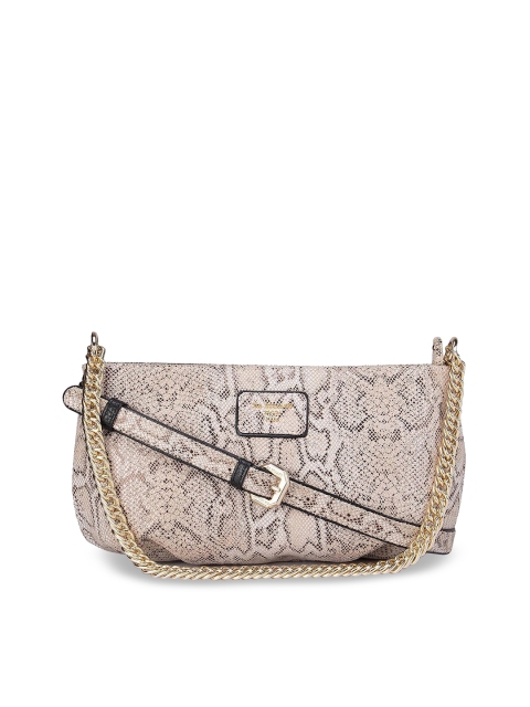 

Da Milano Off White Animal Textured Leather Structured Sling Bag