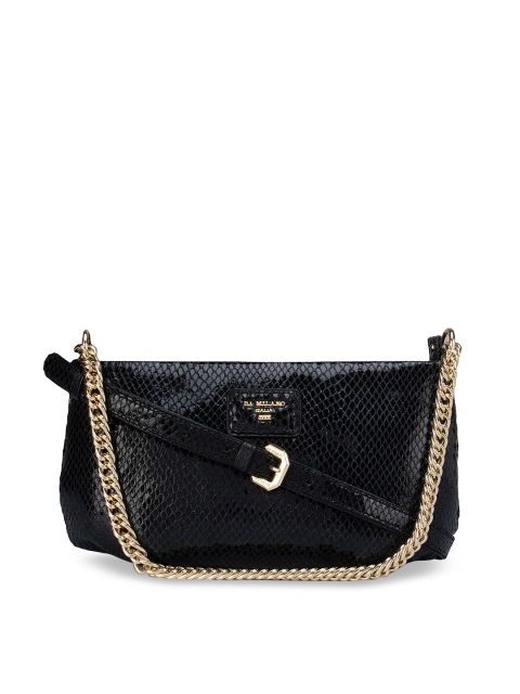 

Da Milano Black Leather Structured Sling Bag with Quilted