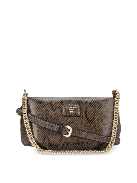 

Da Milano Green Animal Printed Leather Structured Sling Bag