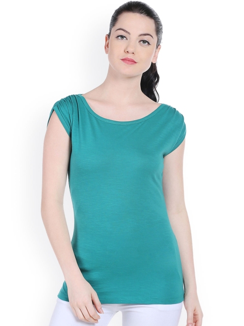 

Style Quotient Women Teal Green Solid Round Neck T-shirt