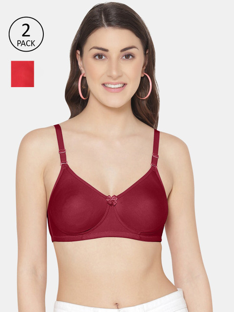 

Tweens Pack Of 2 Red & Maroon Non Padded T shirt Bra