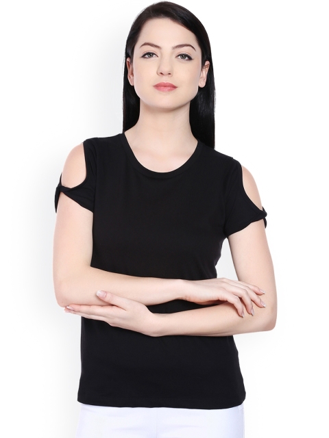 

Style Quotient Women Black Cold-Shoulder Top