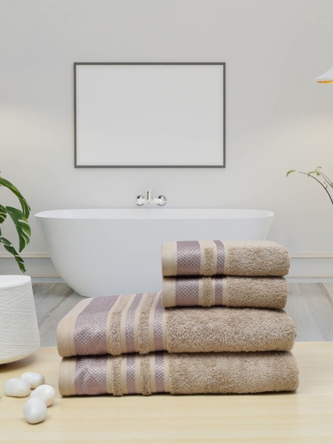 

RANGOLI Set Of 4 Grey Solid Pure Cotton 533 GSM Towels