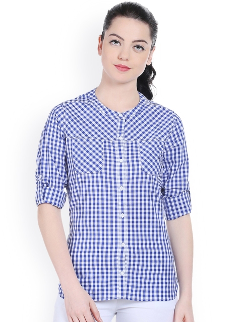 

Style Quotient Women Blue Slim Fit Checked Casual Shirt