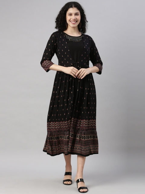 

GOLDSTROMS Black A-Line Midi Dress