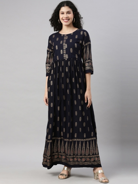 

GOLDSTROMS Women Navy Blue Anarkali Kurta