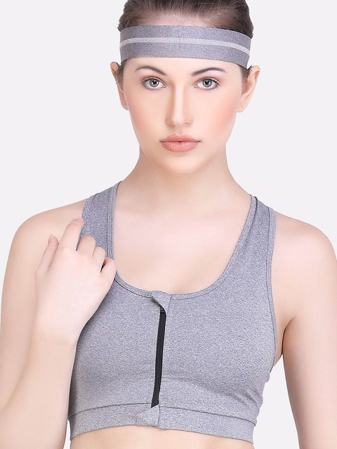 

LAASA SPORTS Grey Solid Dry Fit Sports Bra
