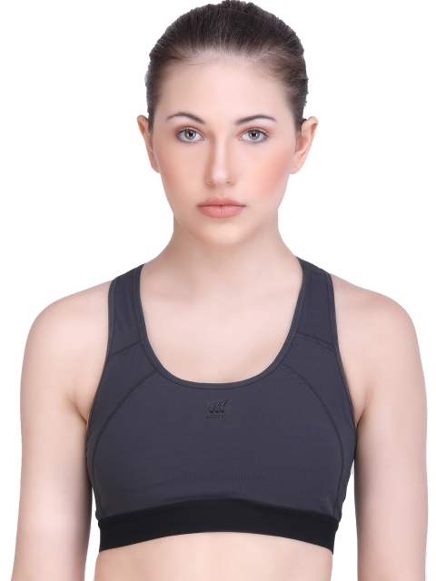 

LAASA SPORTS Grey Styled Back Sports Bra