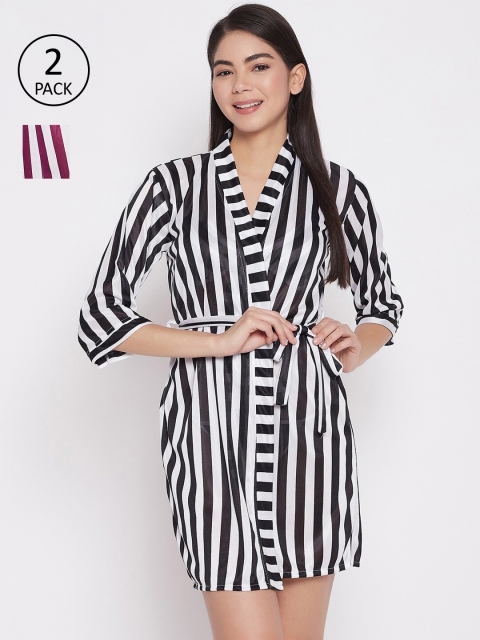 

SECRETS BY ZEROKAATA 2 Assorted Satin Striped Baby Doll