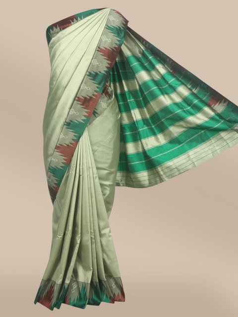 

The Chennai Silks Olive Green & Maroon Woven Design Art Silk Fusion Saree