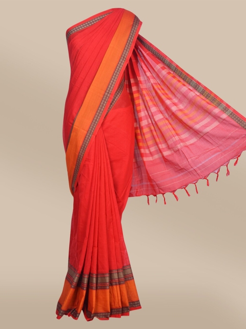 

The Chennai Silks Red & Orange Cotton Blend Saree