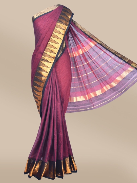 

The Chennai Silks Maroon & Gold-Toned Cotton Blend Saree