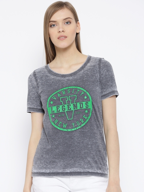 

Vero Moda Women Grey Printed Round Neck T-shirt