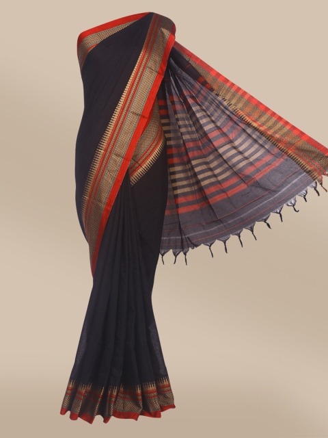 

The Chennai Silks Black & Red Zari Fusion Saree