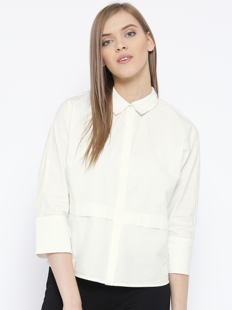 

Vero Moda Women Off-White Solid Panelled Casual Shirt