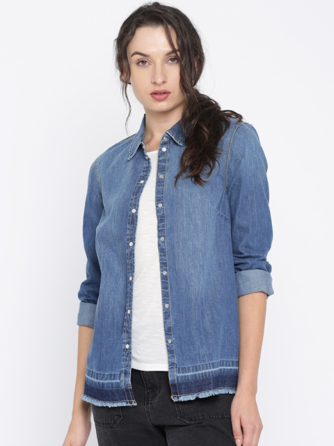 

Vero Moda Women Blue Washed Denim Shirt