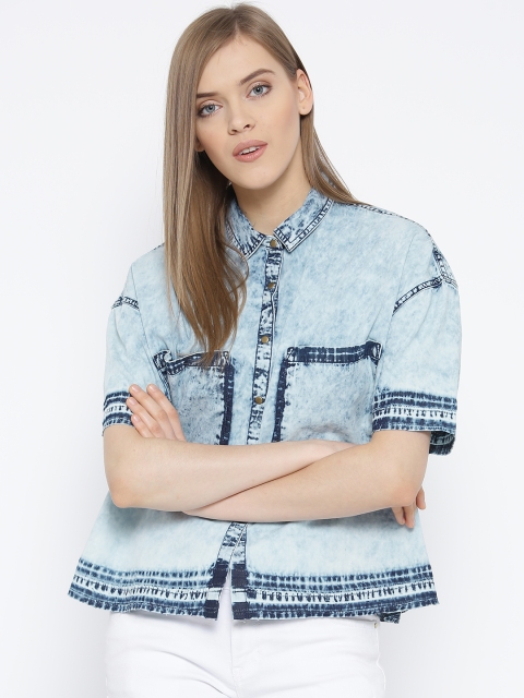 

Vero Moda Women Blue Washed Boxy Denim Shirt