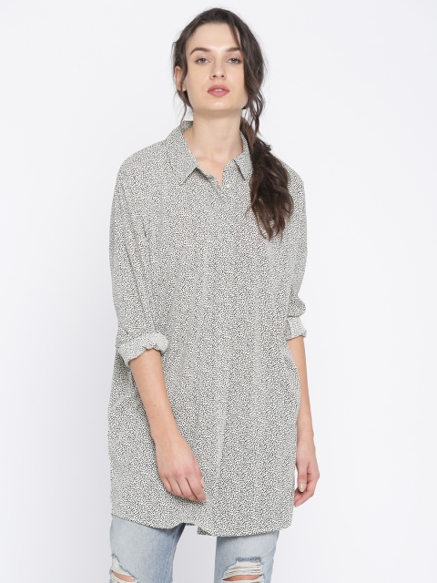 

Vero Moda Women Off-White Printed Longline Casual Shirt