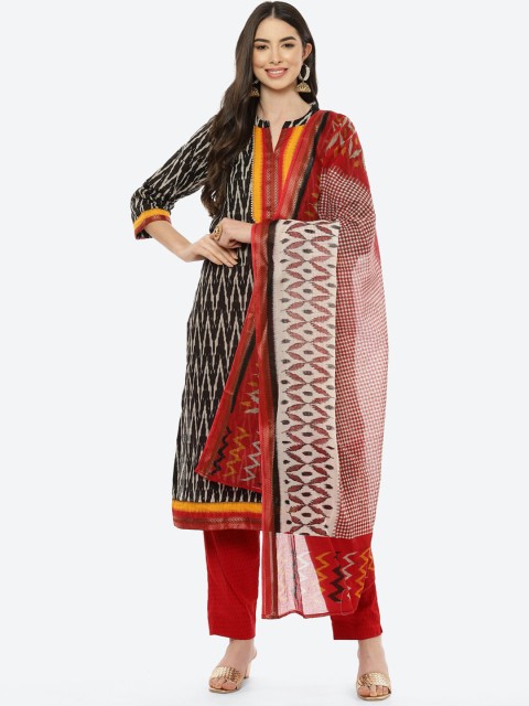 

Biba Black & Red Pure Cotton Unstitched Dress Material