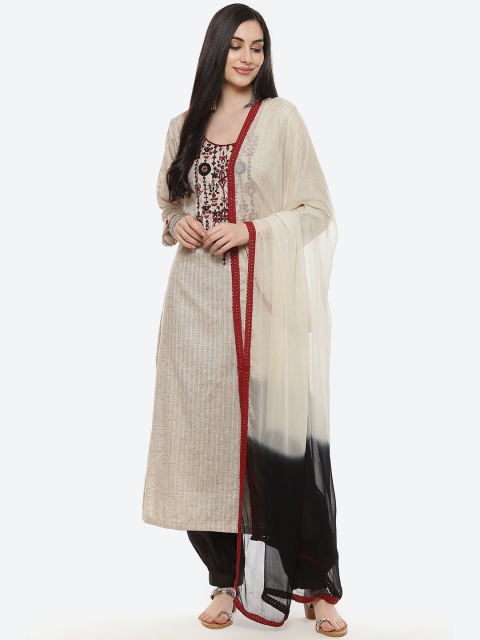

Biba Beige & Brown Hand Embroidered Pure Cotton Unstitched Dress Material