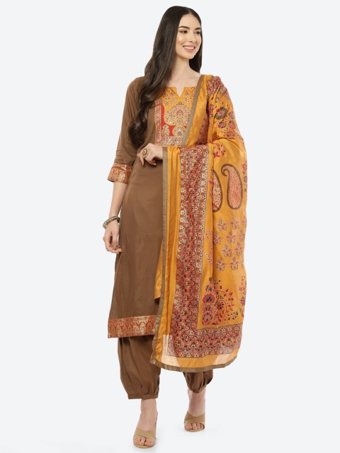 

Biba Brown & Mustard Embroidered Unstitched Dress Material