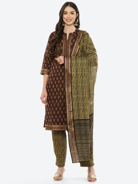 

Biba Black & Green Printed Pure Cotton Unstitched Dress Material