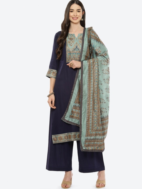 

Biba Blue & Green Printed Unstitched Dress Material