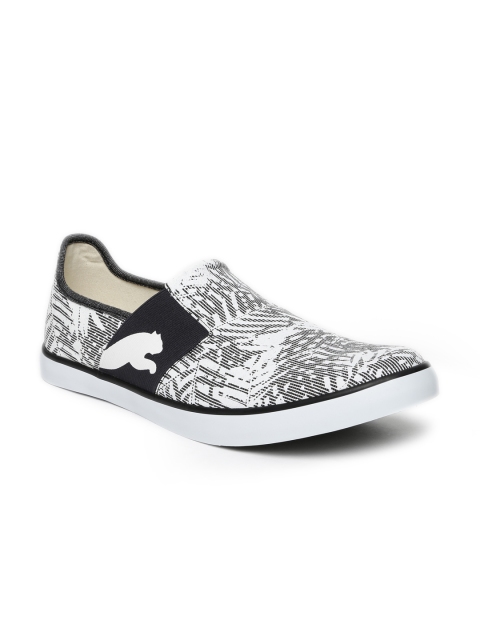 

PUMA Unisex White & Black Lazy Graphic DP Printed Regular Slip-On Sneakers