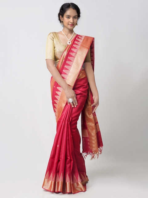 

Unnati Silks Maroon Woven Design Bengal Linen Saree