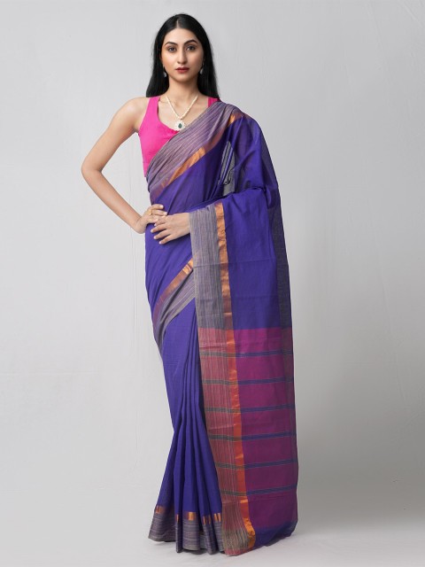 

Unnati Silks Violet Woven Design Pure Pavani Mangalagiri Cotton Saree