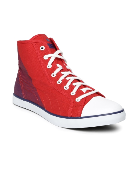 

PUMA Men Red Streetballer Mid Geo DP Solid High-top Sneakers