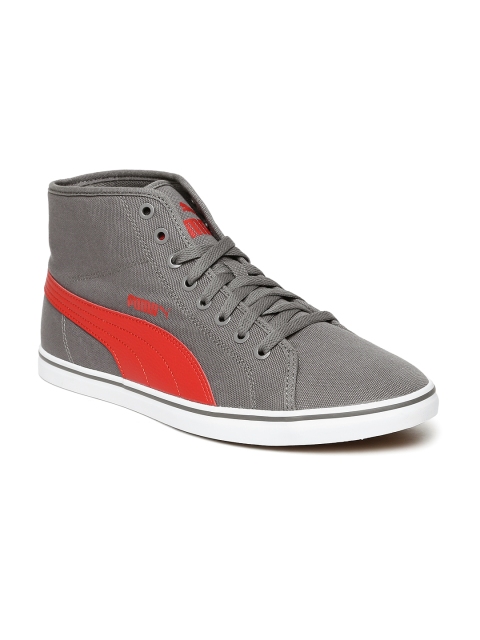 

PUMA Men Grey Solid Elsu v2 Mid CV DP Mid-Top Sneakers