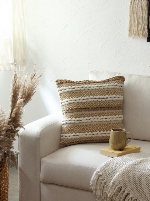 

House This Brown & White Square Bandhana Cushion Covers