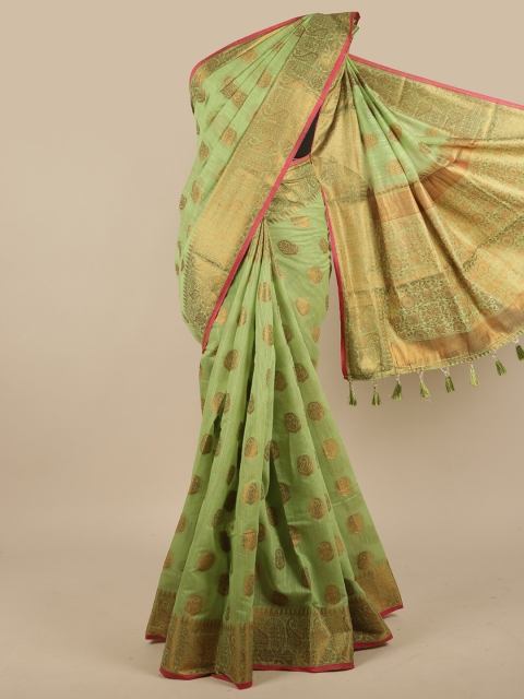 

Pothys Green & Magenta Ethnic Motifs Zari Jute Silk Saree