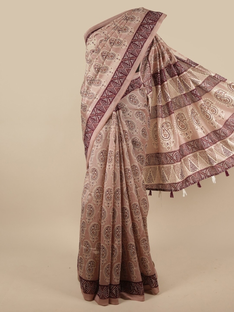 

Pothys Purple & Brown Ethnic Motifs Cotton Blend Saree