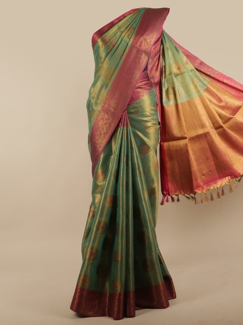 

Pothys Green & Magenta Woven Design Zari Jute Silk Saree