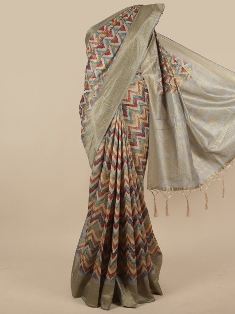 

Pothys Grey & Maroon Zari Jute Silk Saree